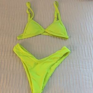 Neon yellow/green triangle bathing suit set